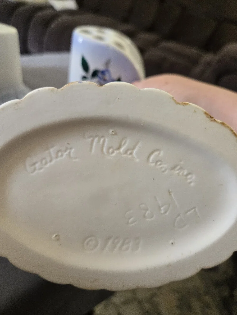 Vintage 1983 Gator Mold Co Ceramic Bathroom Set Blue Cottage Rose 5pc